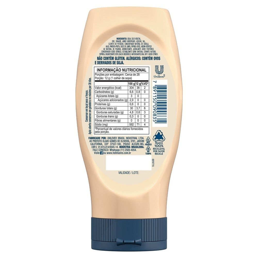 Maionese Hellmann's Churrasco Squeeze 335g