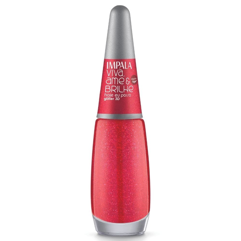 Esmalte Impala Viva, Ame e Brilhe Glitter, Hoje Eu Posso - Blister, 7,5ml