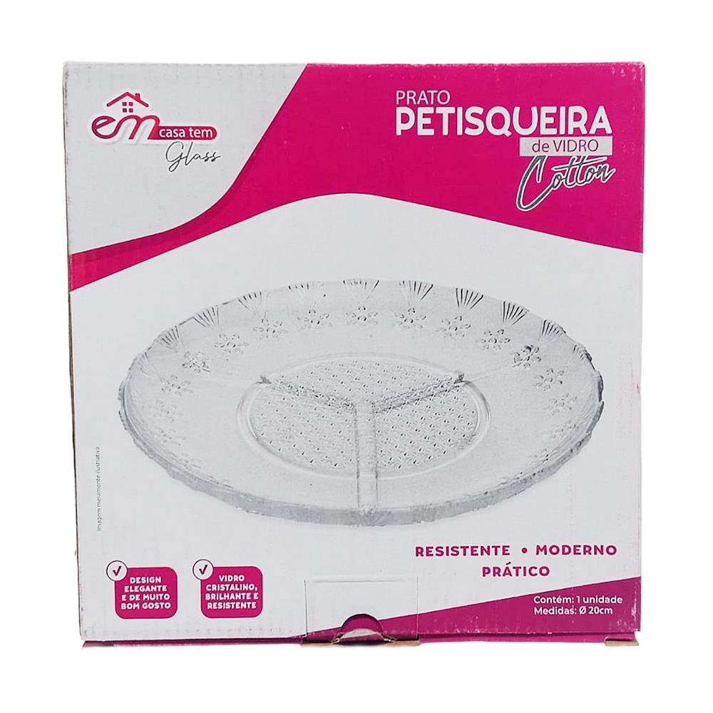 Prato Petisqueira De Vidro Cotton Em Casa Tem 20Cm Ref 14735