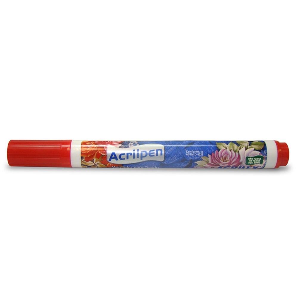 Marcador Tecido Acrilex Vermelho Fogo C/12 .507