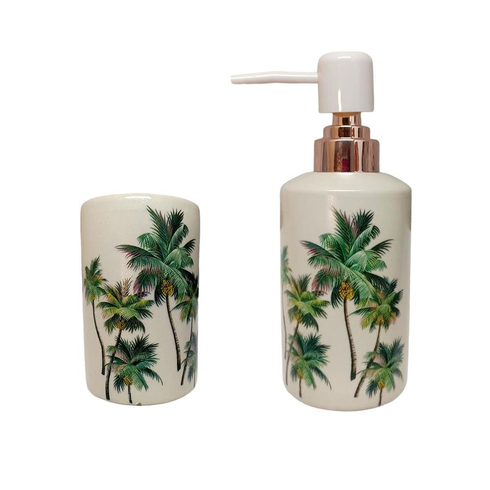 Jogo Banheiro Ceramica Tropical Wellmix 230Ml Com 2 Pecas Ref Wx11091