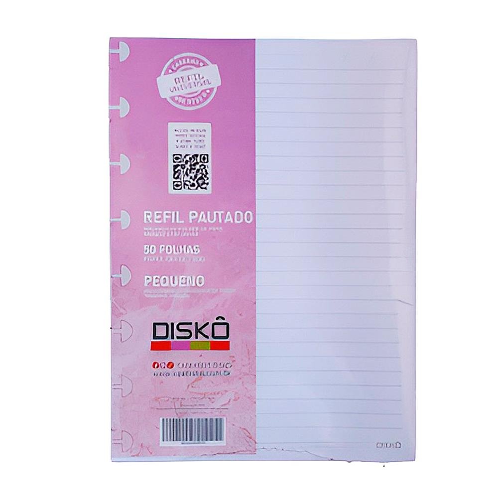 Refil Pautado 50 Folhas Pequeno Disko 16X22cm Ref Rf23c062