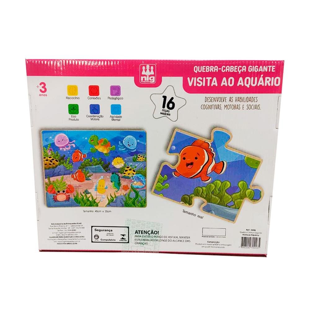 Quebra Cabeca Gigante Visita Ao Aquario Nig Brinquedos 16 Pecas Ref 446