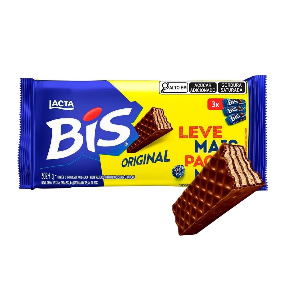 Chocolate Lacta Bis ao Leite 100,8g - Embalagem com 3 Unidades