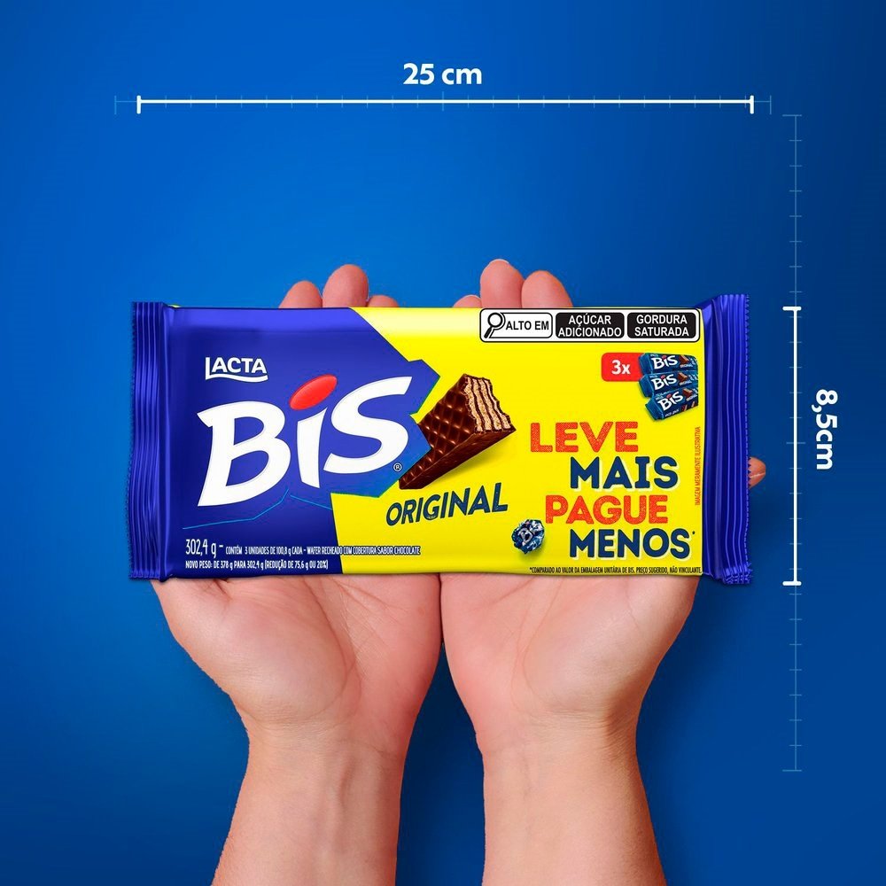 Chocolate Lacta Bis ao Leite 100,8g - Embalagem com 3 Unidades