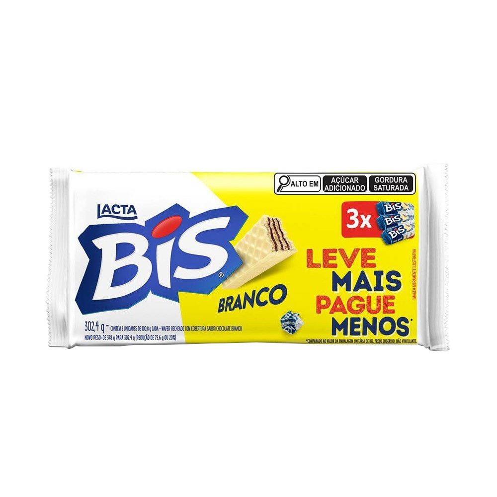 Chocolate Lacta Bis Laka Branco 100,8g - Embalagem com 3 Unidades