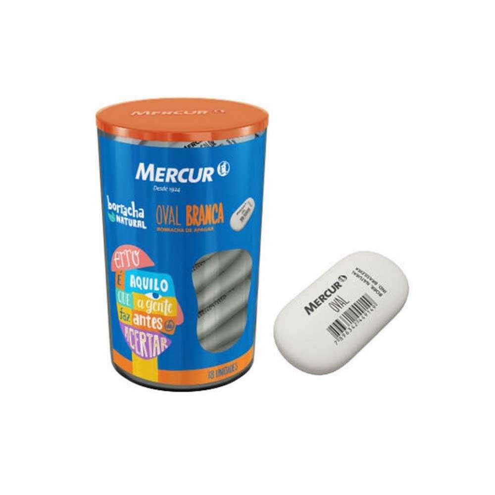 Borracha Mercur Oval Branca Macia C/18