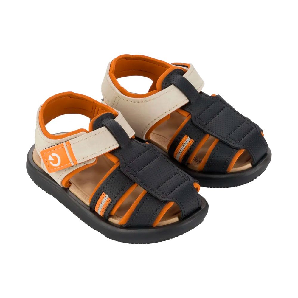 Sandalia Cartago Mini II Pescador 12210 Av697 Preto Bege Laranja 19-25 Com 12 Pares