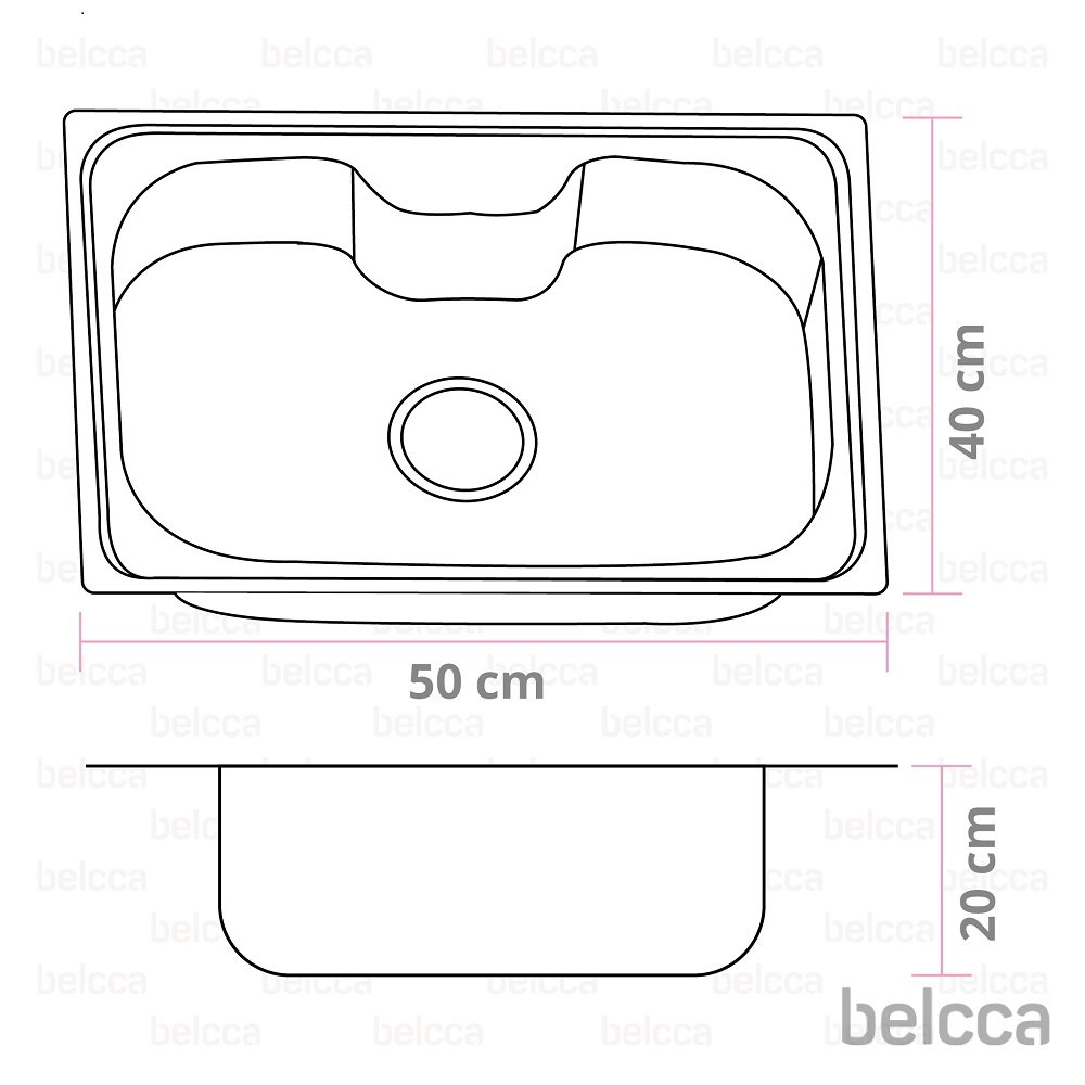 Cuba Pia Gourmet Aço Inox 201 Para Cozinha Belcca 40x50cm Kit Completo CG201-C01