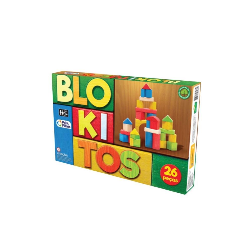 Blokitos Bloquinhos De Montar Mdf 26 Pecas Pais E Filhos Ref 7437