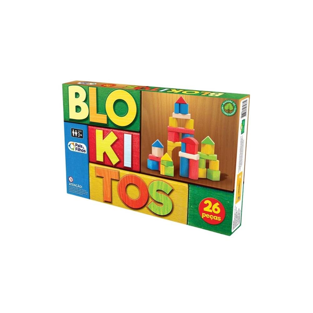 Blokitos Bloquinhos De Montar Mdf 26 Pecas Pais E Filhos Ref 7437