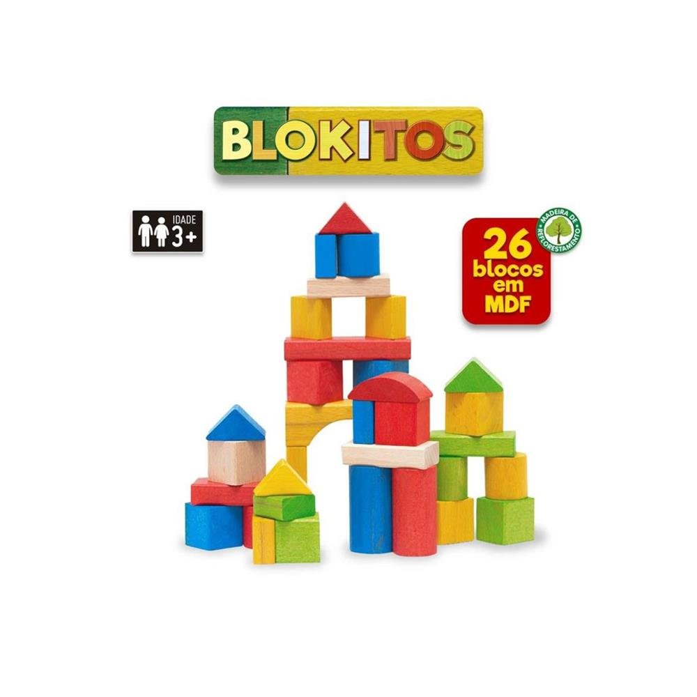Blokitos Bloquinhos De Montar Mdf 26 Pecas Pais E Filhos Ref 7437