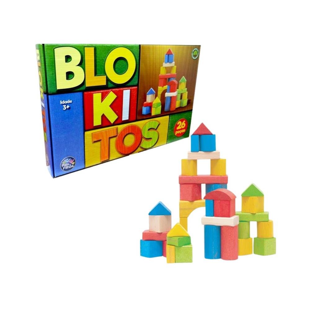 Blokitos Bloquinhos De Montar Mdf 26 Pecas Pais E Filhos Ref 7437