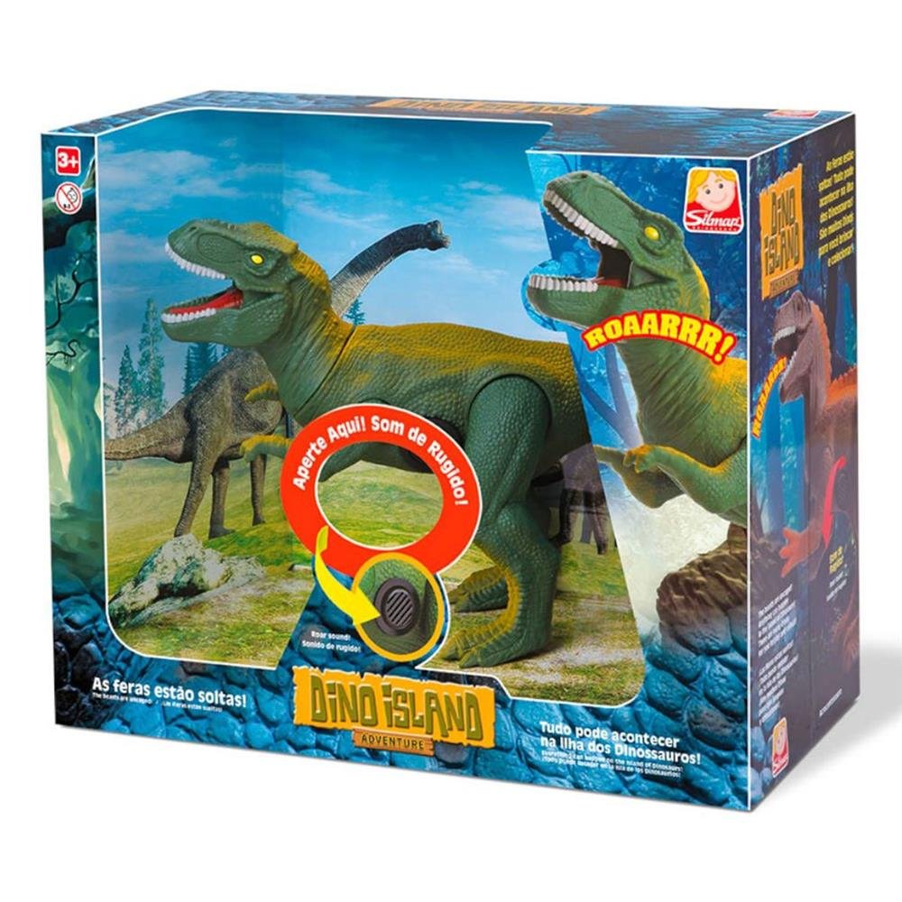 Brinquedo Dino Island Tiranossauro Rex Com Som Silmar Ref 1630