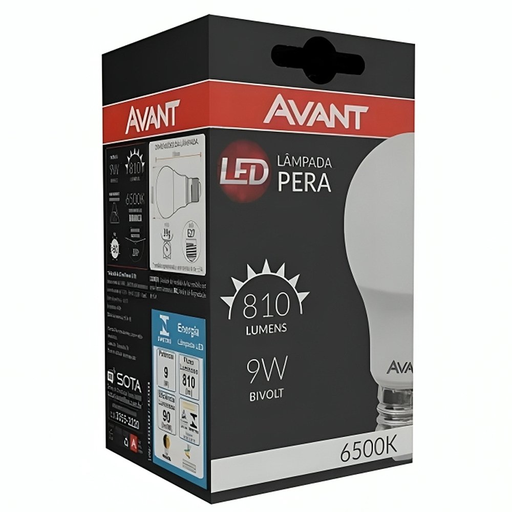 Lâmpada Led Avant 9W E27 6,5K Branca 25000H 810 Lúmens, Normatizada, Bivolt
