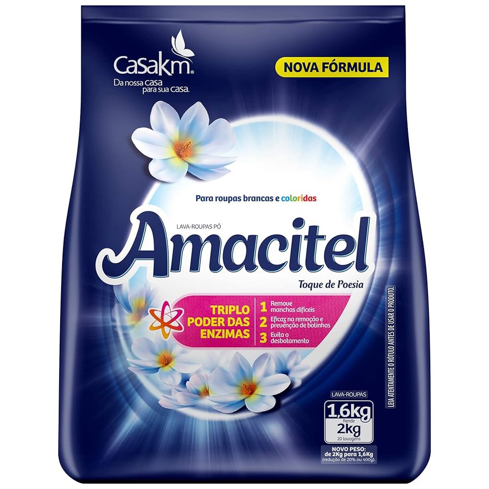 Sabão Em Pó Amacitel Toque De Poesia Sachê 1,6Kg