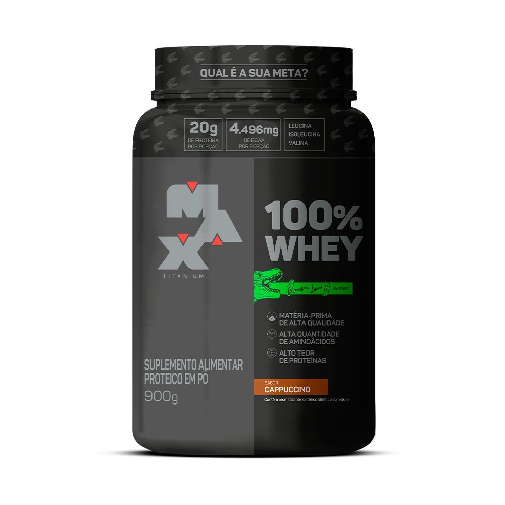 100% Whey Dino Cappuccino Max Titanium Pote 900g