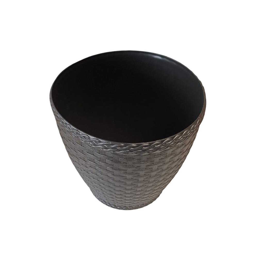 Vaso Rattan Redondo 4,6 Litros Cor Preto