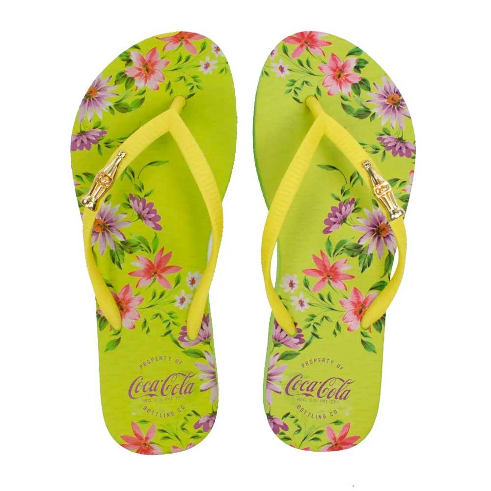 Chinelo Coca Cola Floral Curve Cc3968 Verde Lima 34-40 com 12 Pares
