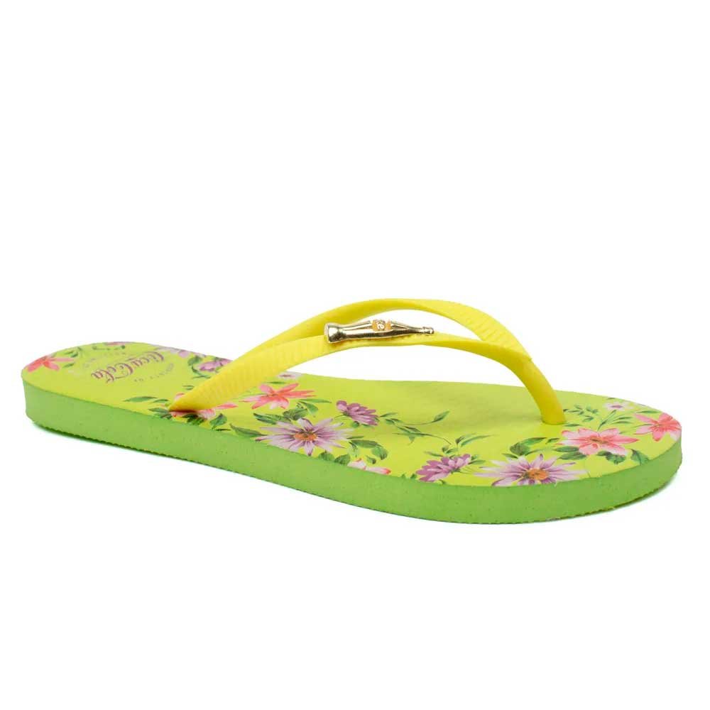 Chinelo Coca Cola Floral Curve Cc3968 Verde Lima 34-40 com 12 Pares