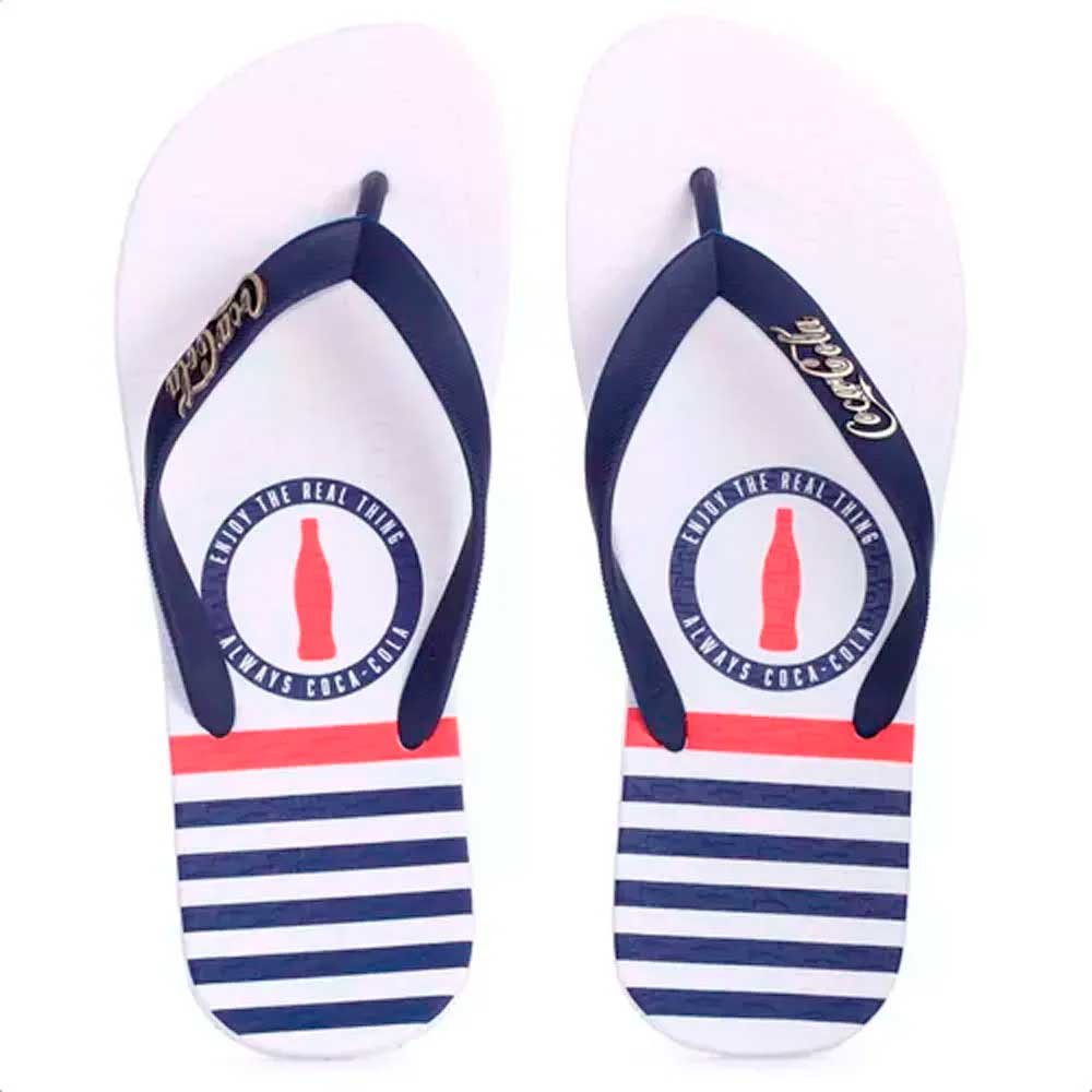 Chinelo Coca Cola Bottle Circle Cc3846 Branco Marinho 37-46 com 12 Pares