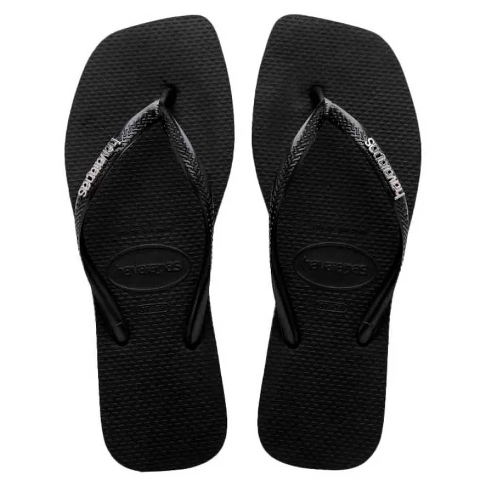 Havaianas Slim Square Logo Metallic 2976 Preto Prata F0 33-40 com 12 Pares