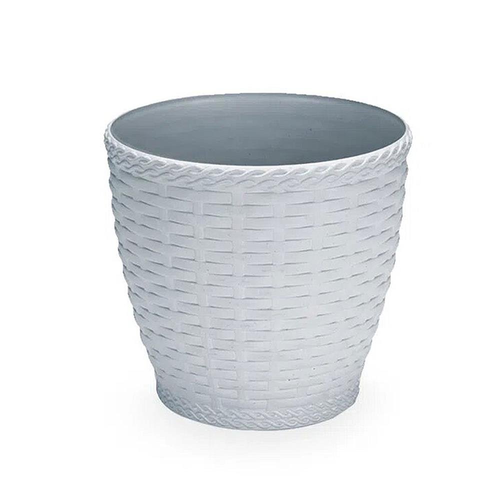 Vaso Rattan Redondo Cor Cinza Medio