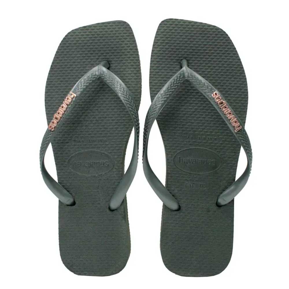 Havaianas Slim Square Logo Metallic 4896 Verde Olive F0 33-40 com 12 Pares