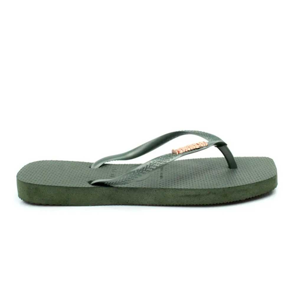 Havaianas Slim Square Logo Metallic 4896 Verde Olive F0 33-40 com 12 Pares