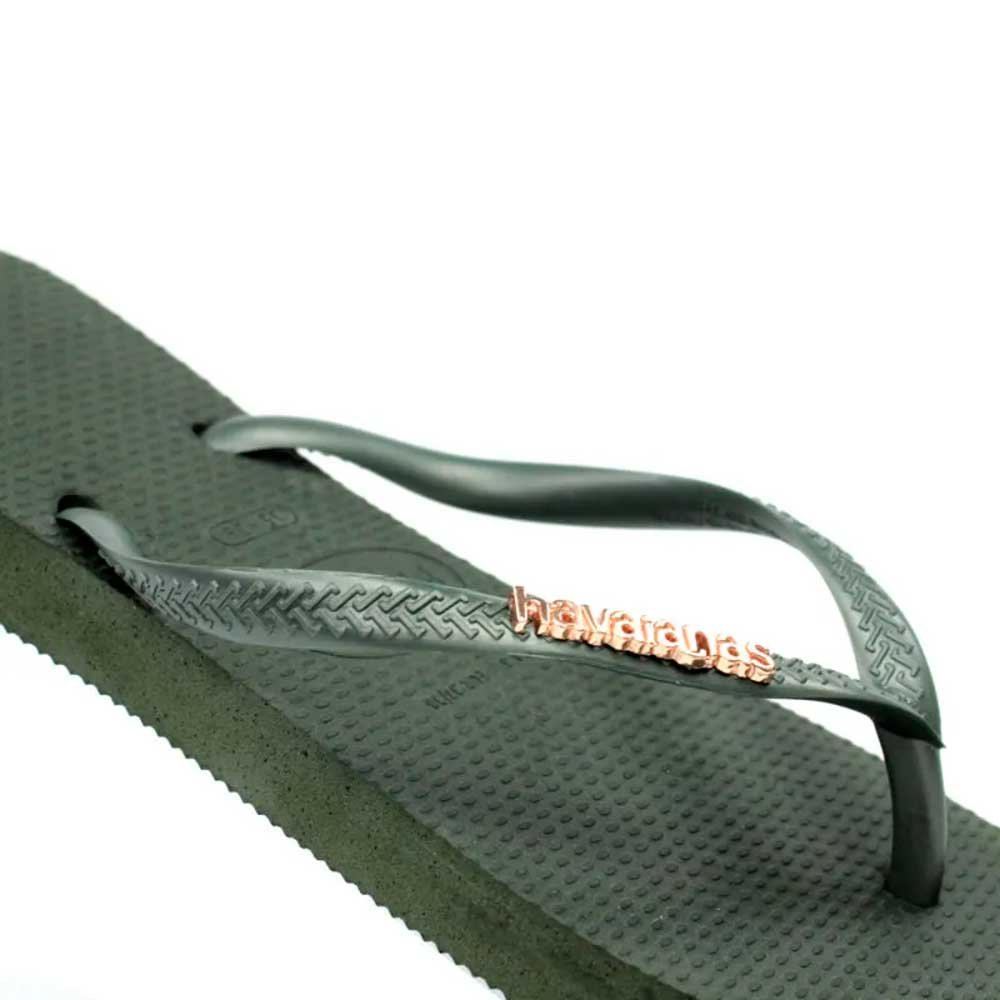 Havaianas Slim Square Logo Metallic 4896 Verde Olive F0 33-40 com 12 Pares
