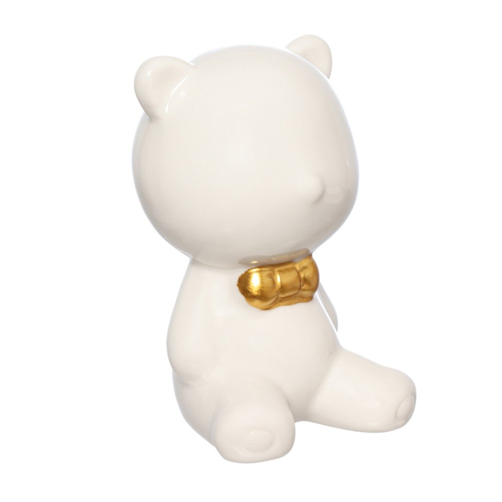 Figura Urso Gravata Branco 85MM - Western Home
