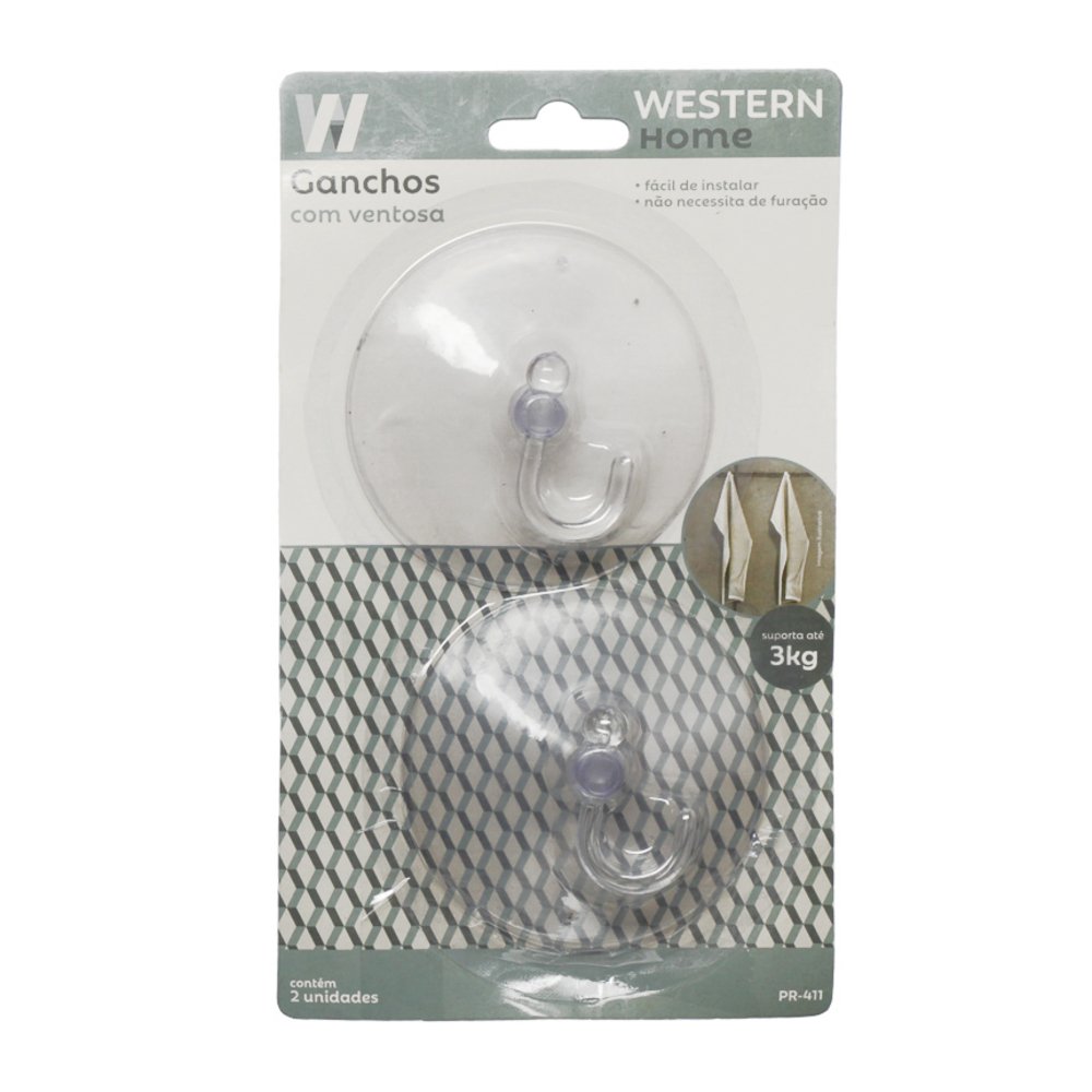 Ganchos Ventosa 8CM 2 Peças - Western Home