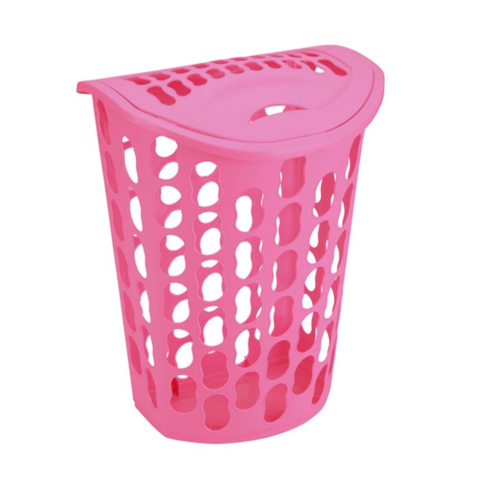 Cesto 40 Litros Com Tampa Para Roupas Telhado Rosa