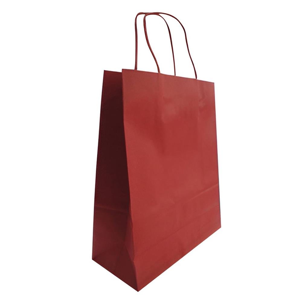 Sacola De Papel Kraft Vermelho 80 Gramas M 24X33 C/50 Unidades Zagarollo