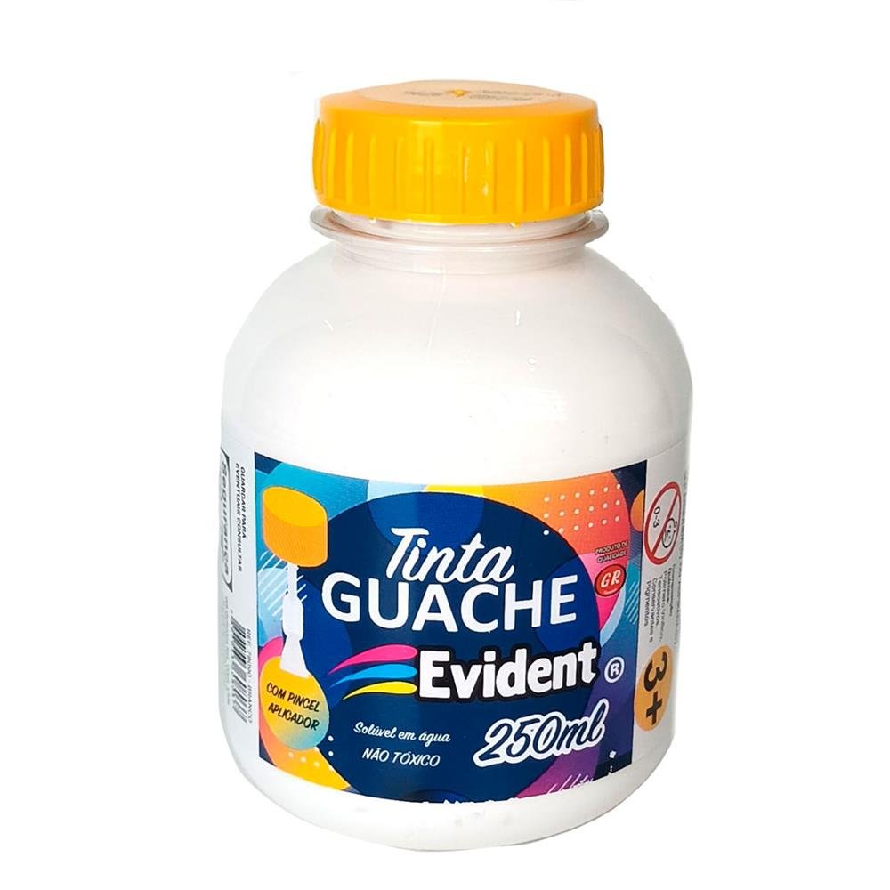Tinta Guache Evident Branco C/Pincel 250Ml 78090
