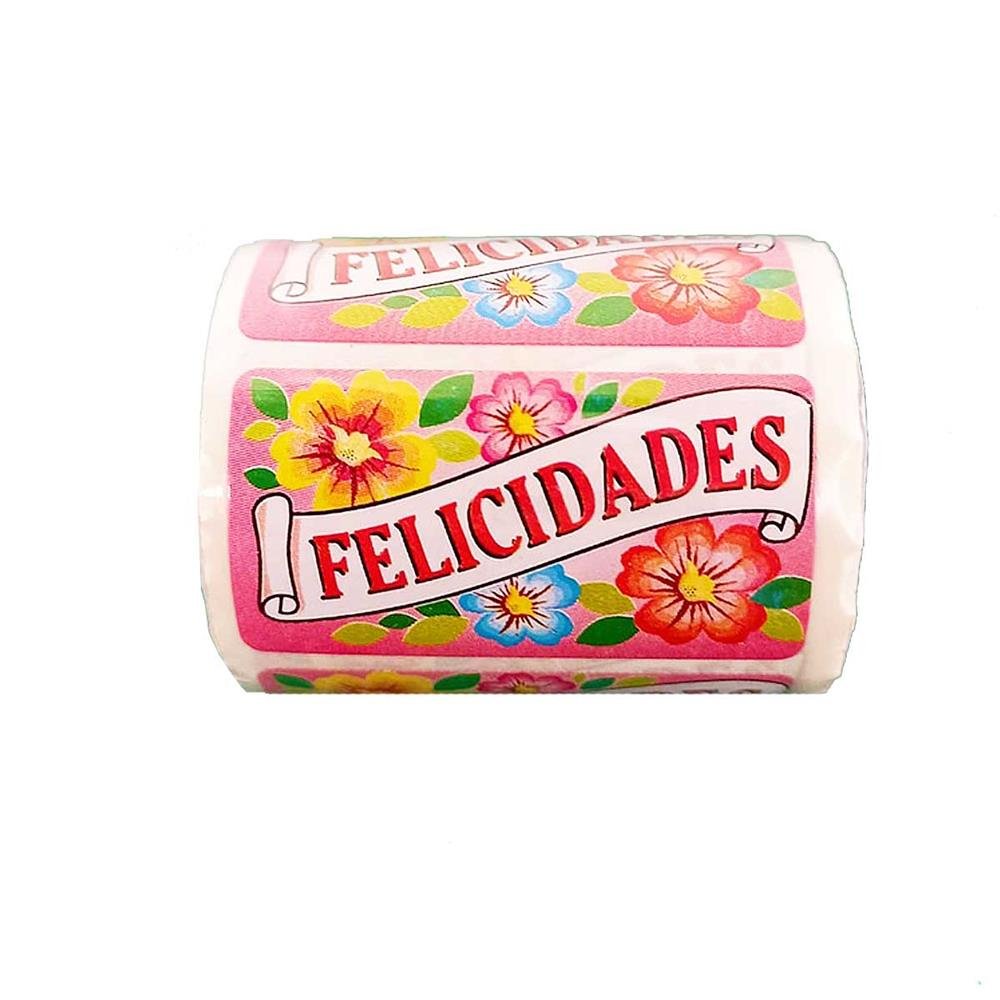 Etiqueta De Presente Karina Felicidades Florido 100 Etiquetas 2.40 Metros Ref 70