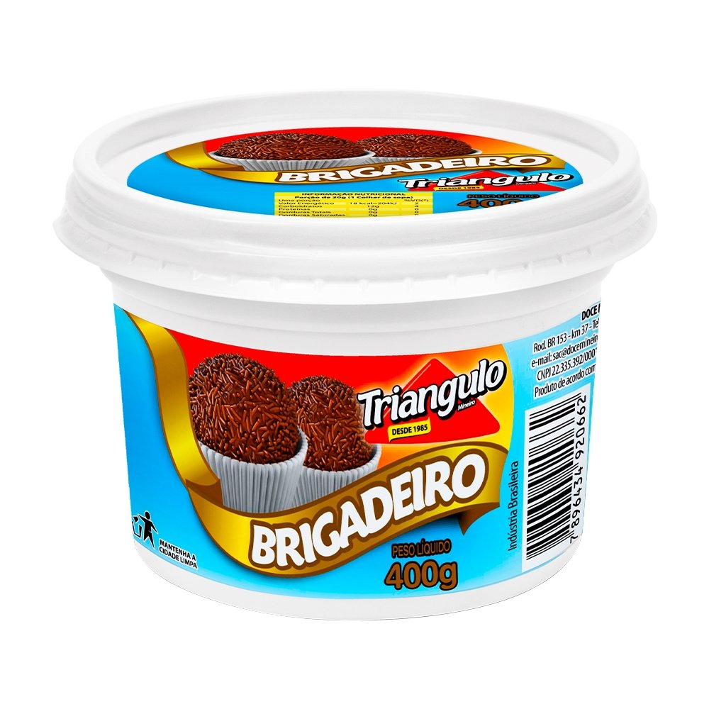 Doce de Brigadeiro Triângulo Pote 400g - Embalagem com 12 Unidades