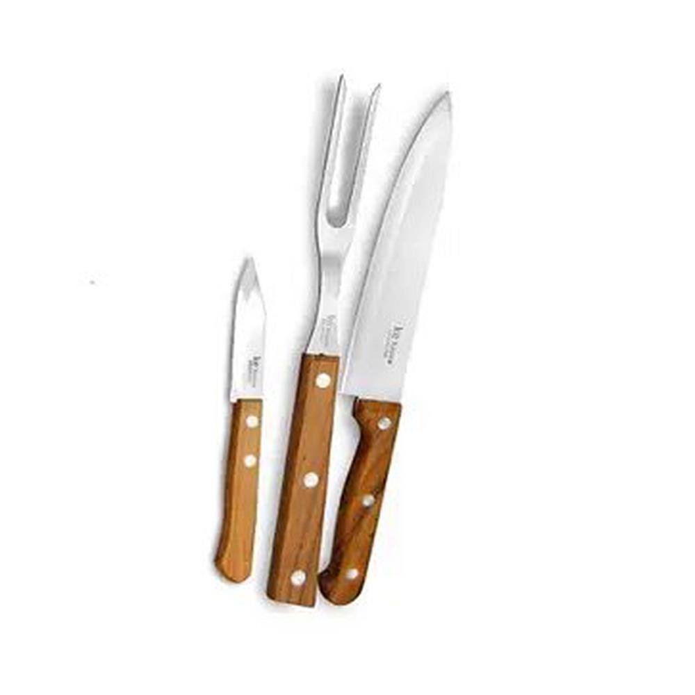 Jogo De 3 Pecas Faca Vegetais Garfo E Faca Carne Para Churrasco Wx4735