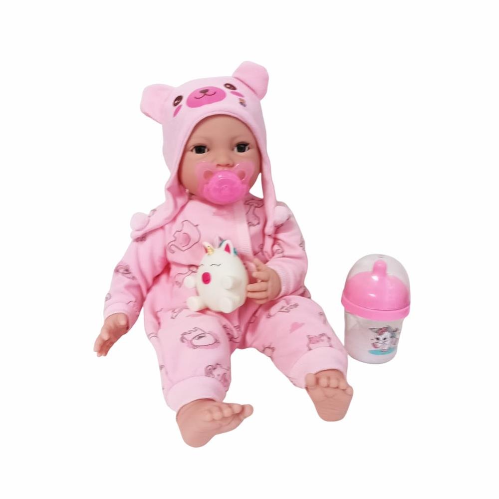 Boneca New Born Brincando De Pijama Menina Diver Toys 8191