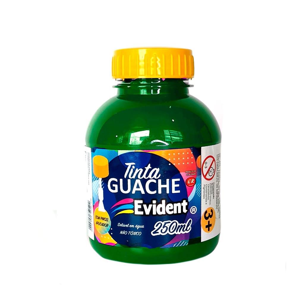 Tinta Guache Evident Verde Bandeira C/Pincel 250Ml 78150