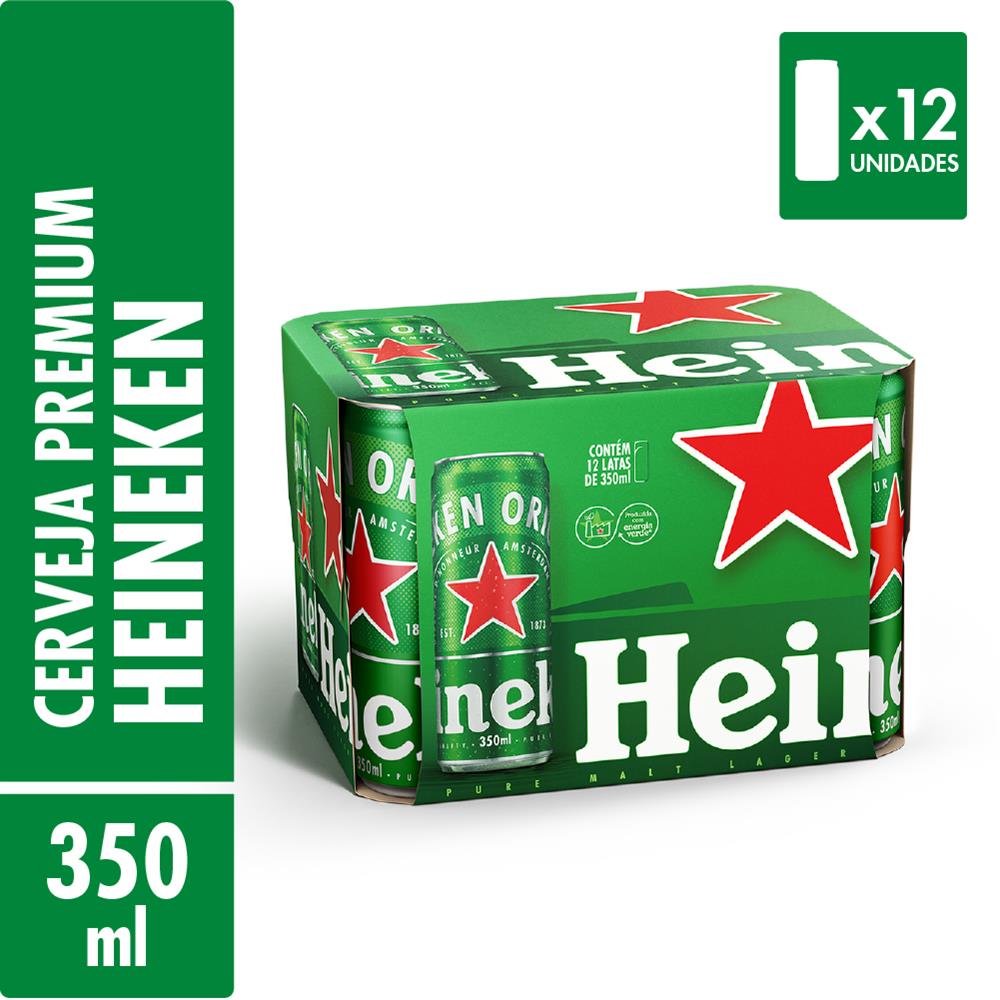 Cerveja Heineken Pilsen Lata Sleek 350Ml - Pack Com 12 Unidades