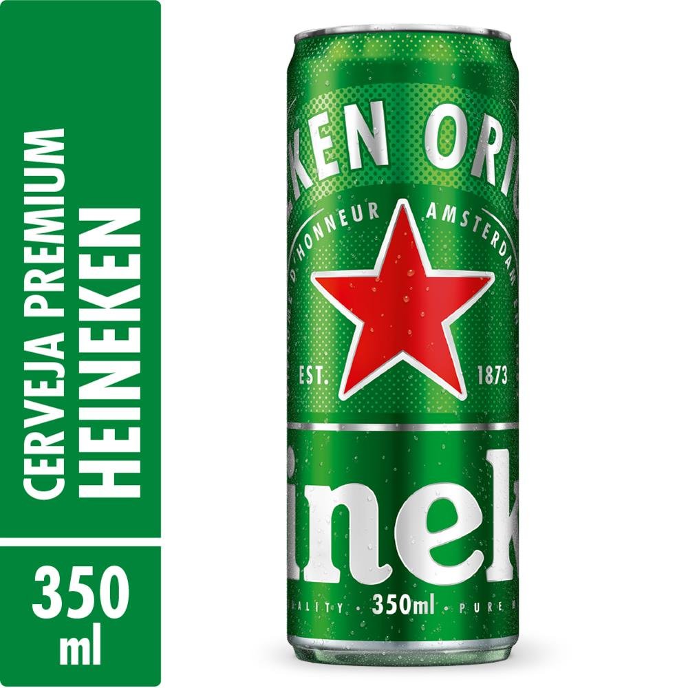 Cerveja Heineken Pilsen Lata Sleek 350mL - Pack com 12 Unidades