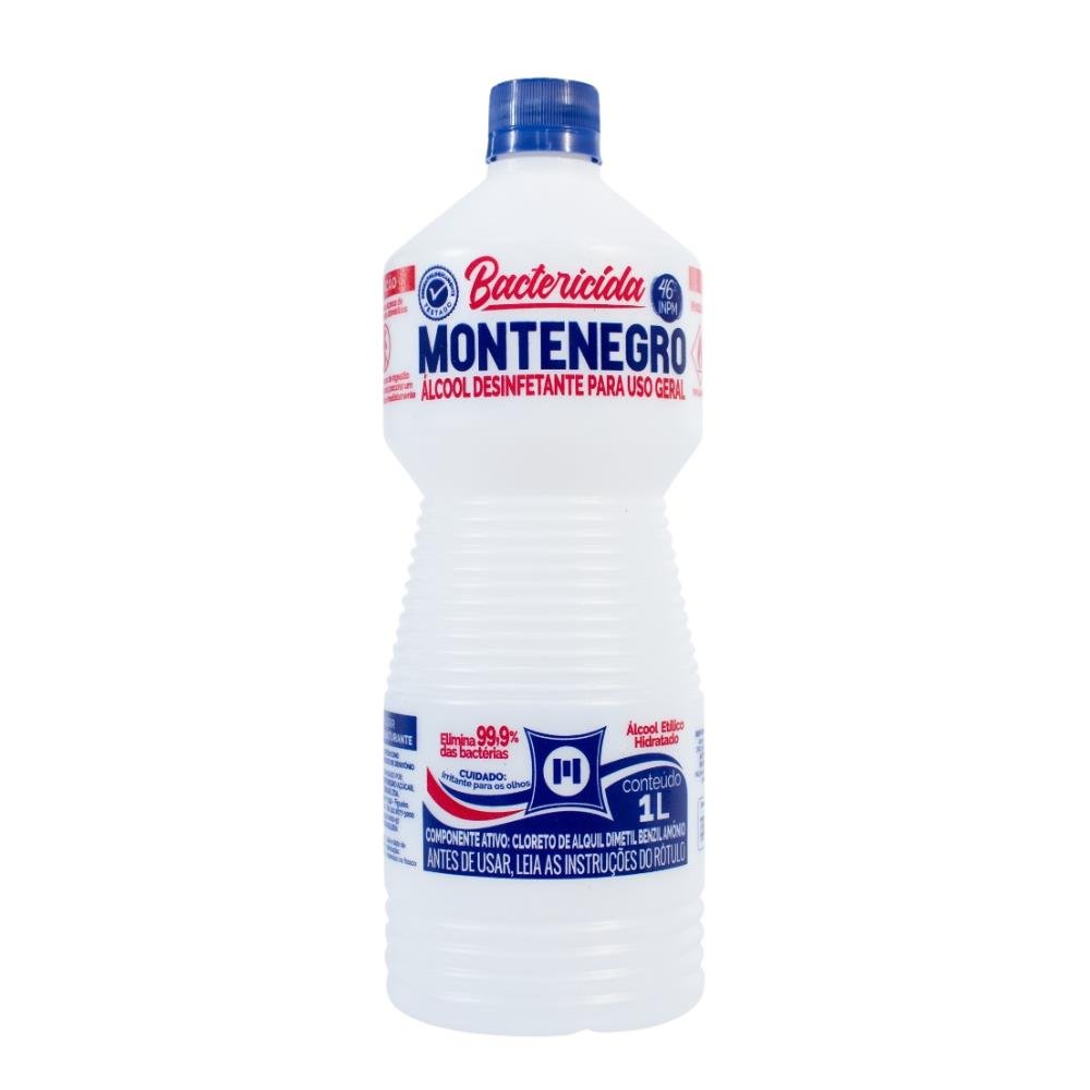 Álcool Bactericida Líquido Montenegro 1 Litro - Caixa contém 12 unidades
