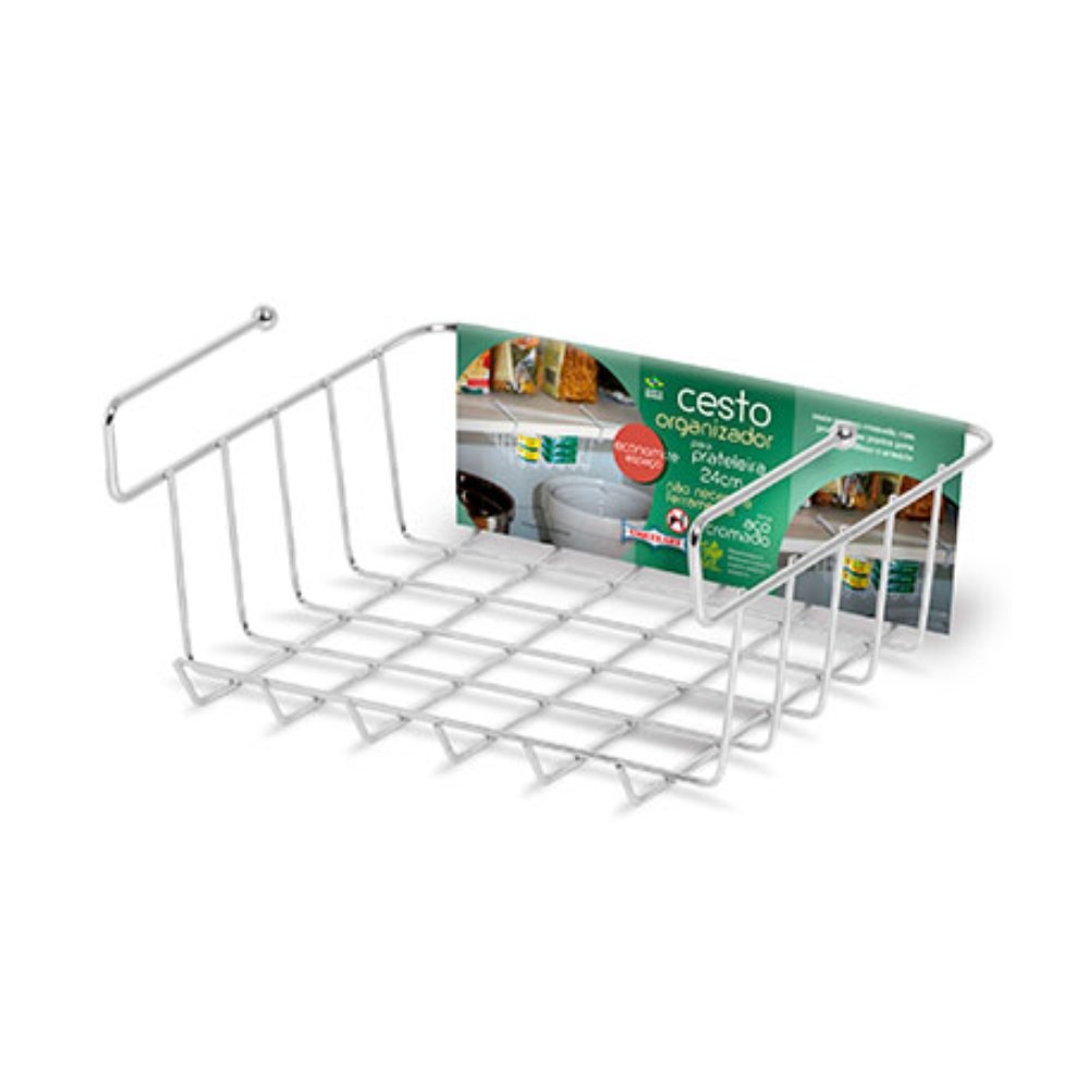 Cesto Organizador Para Prateleira Niquelart 24Cm Cromado 1