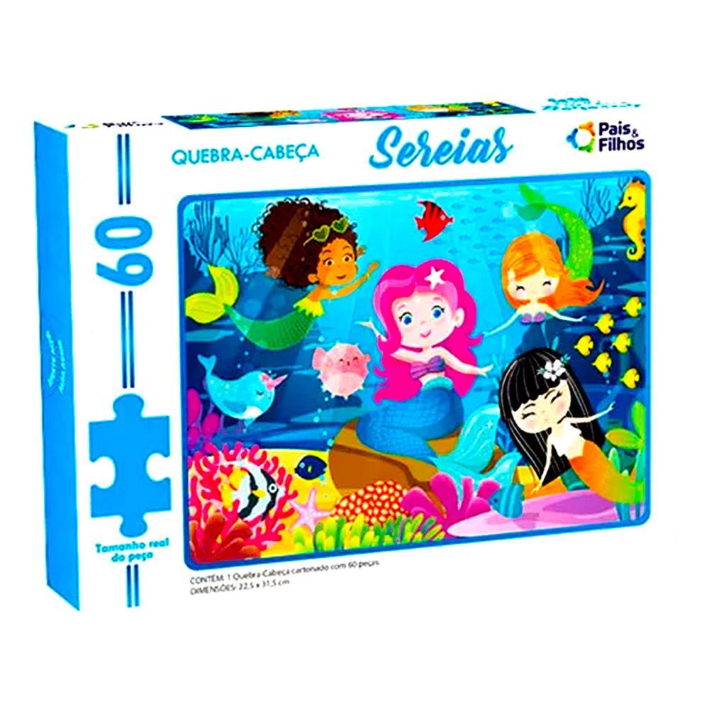 Quebra Cabeca Sereias Pais E Filhos 60 Pecas Ref 791663
