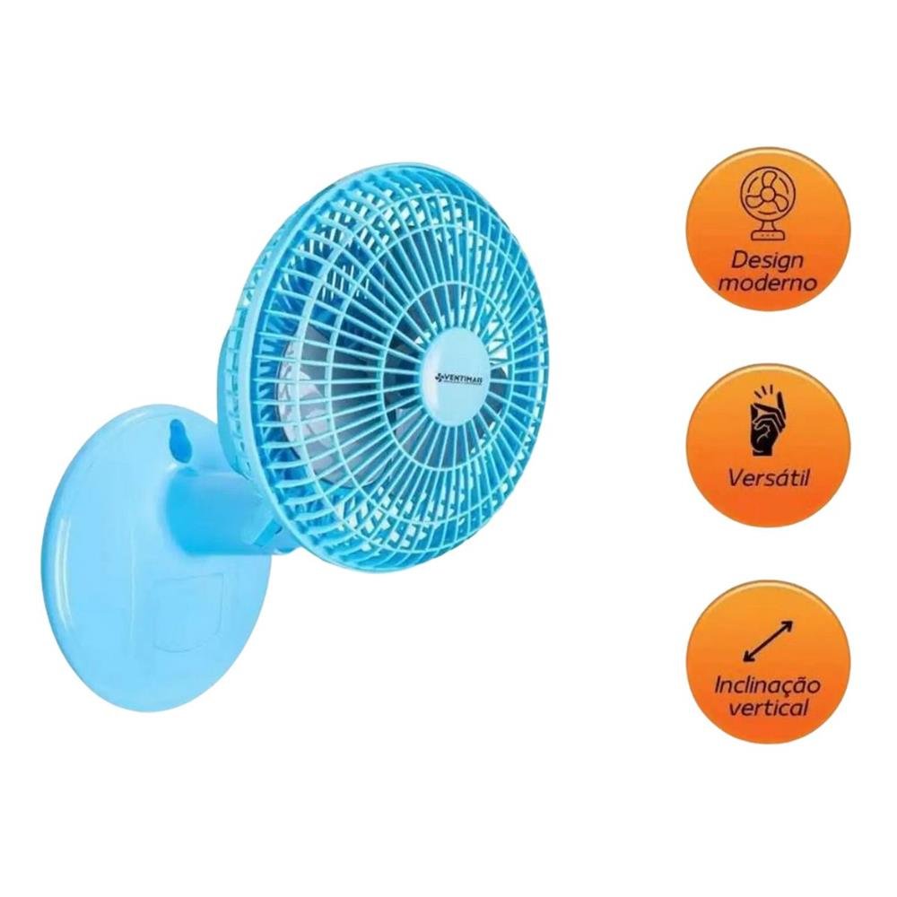 Ventilador Mini 20cm Ventimais Turbo Azul/Prata 127V