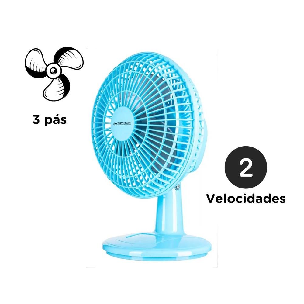 Ventilador Mini 20cm Ventimais Turbo Azul/Prata 127V