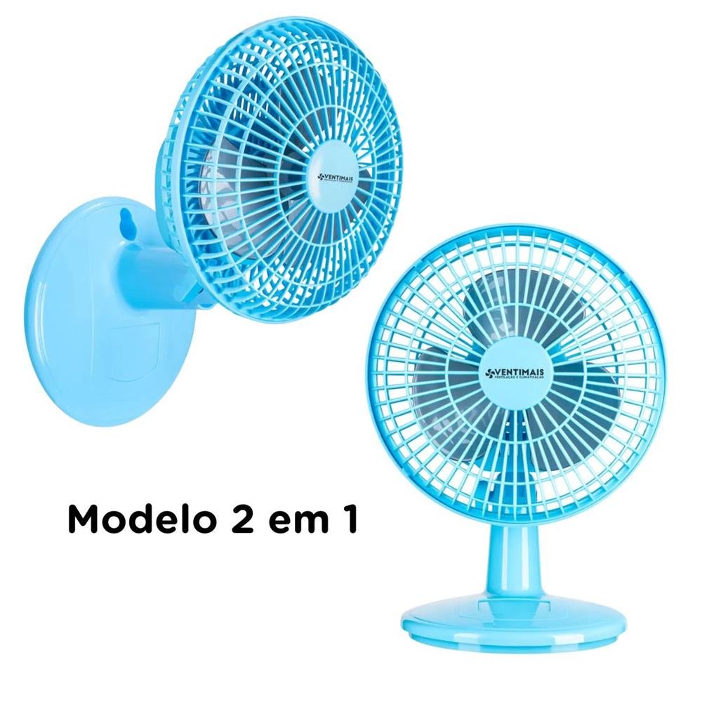 Ventilador Mini 20cm Ventimais Turbo Azul/Prata 127V