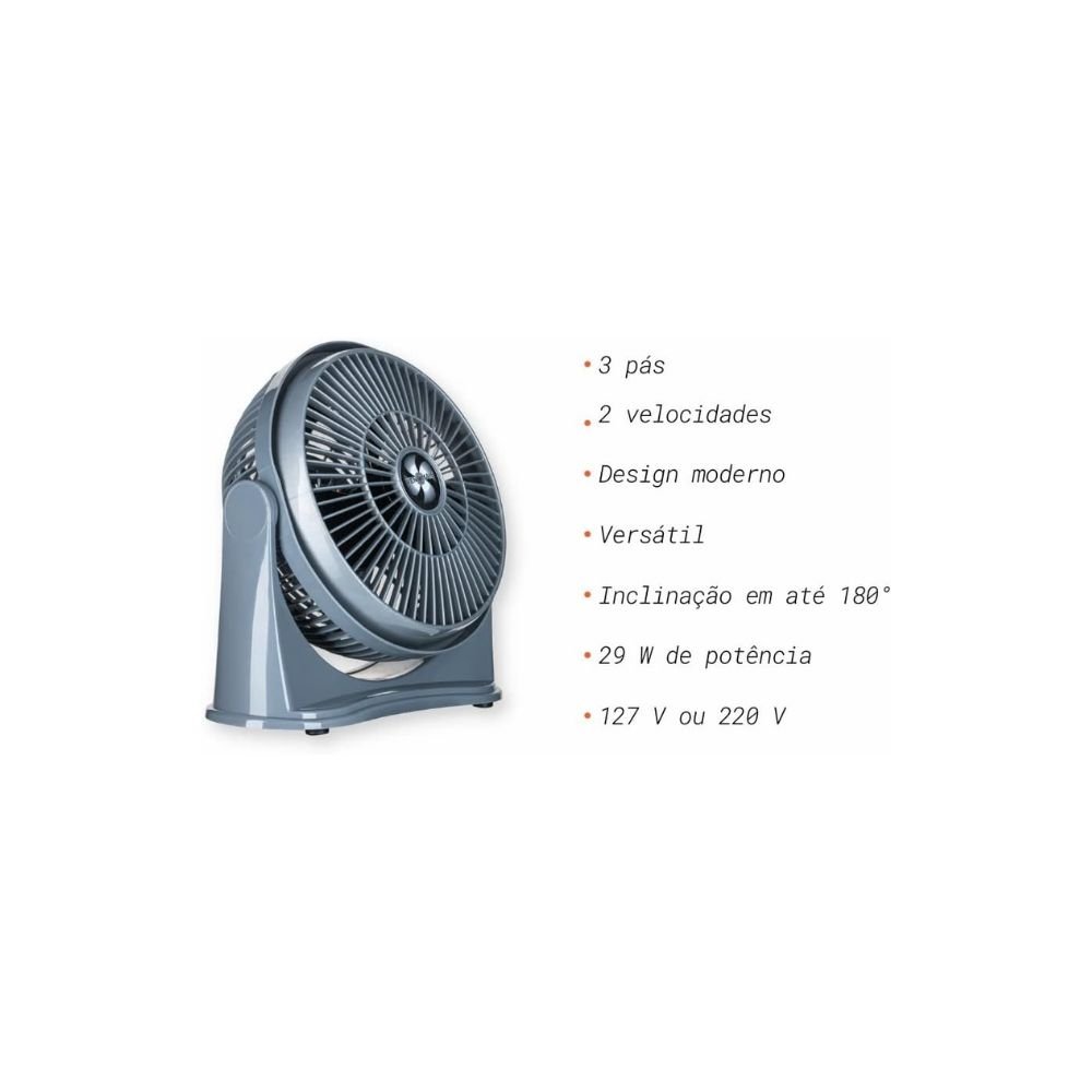 Circulador De Ar 25cm Ventimais 3 Em 1 2 Vel Cinza/Prata 127v