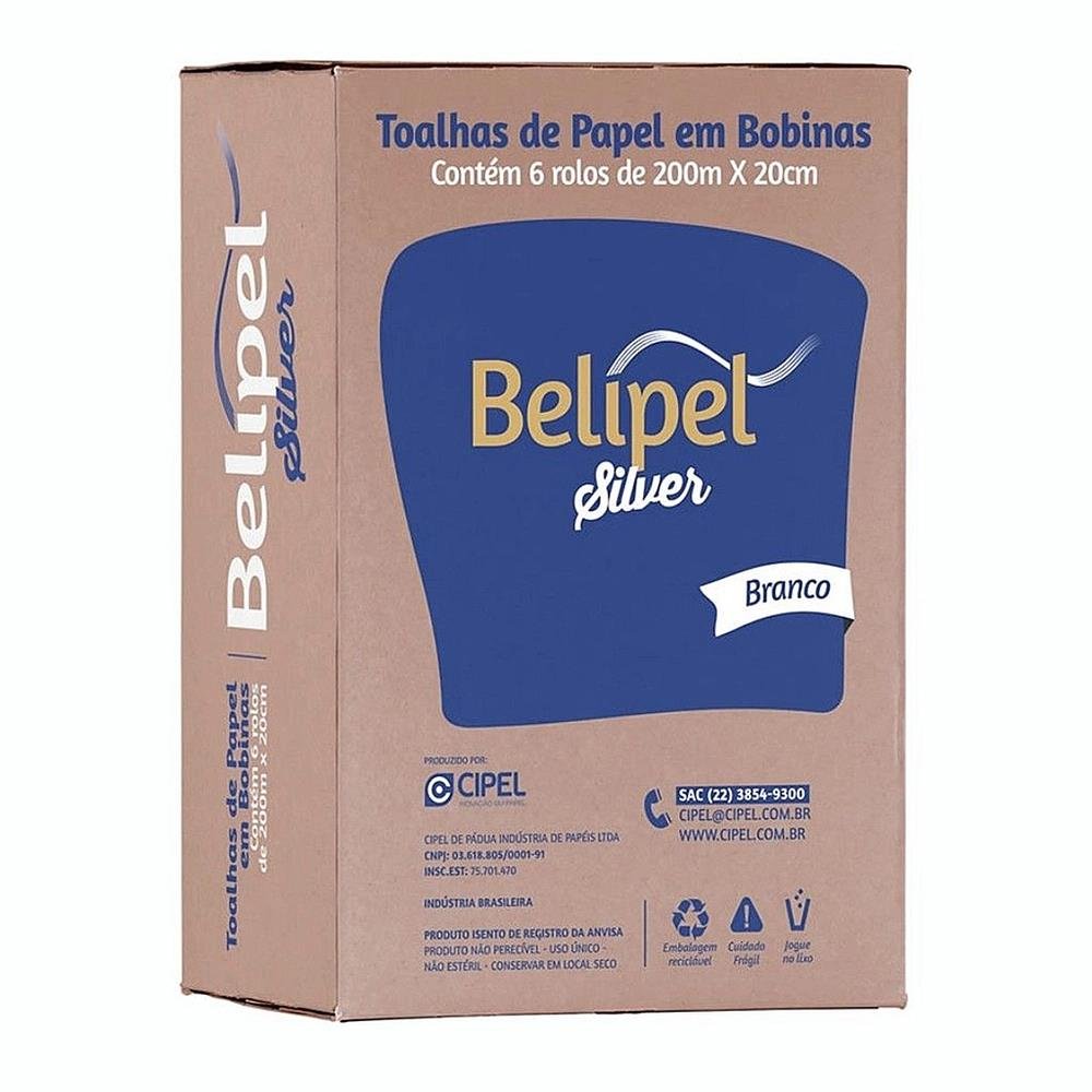 Papel Toalha Rolo Bilipel Silver Branco 20X200m C/6 Rolos